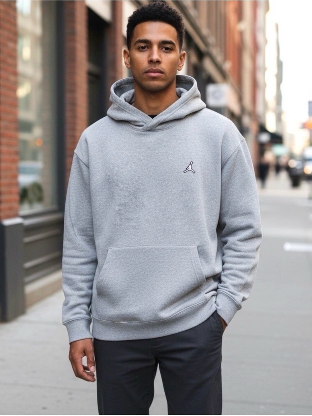 Jordan Light Gray Pullover Hoodie with Jumpman Logo